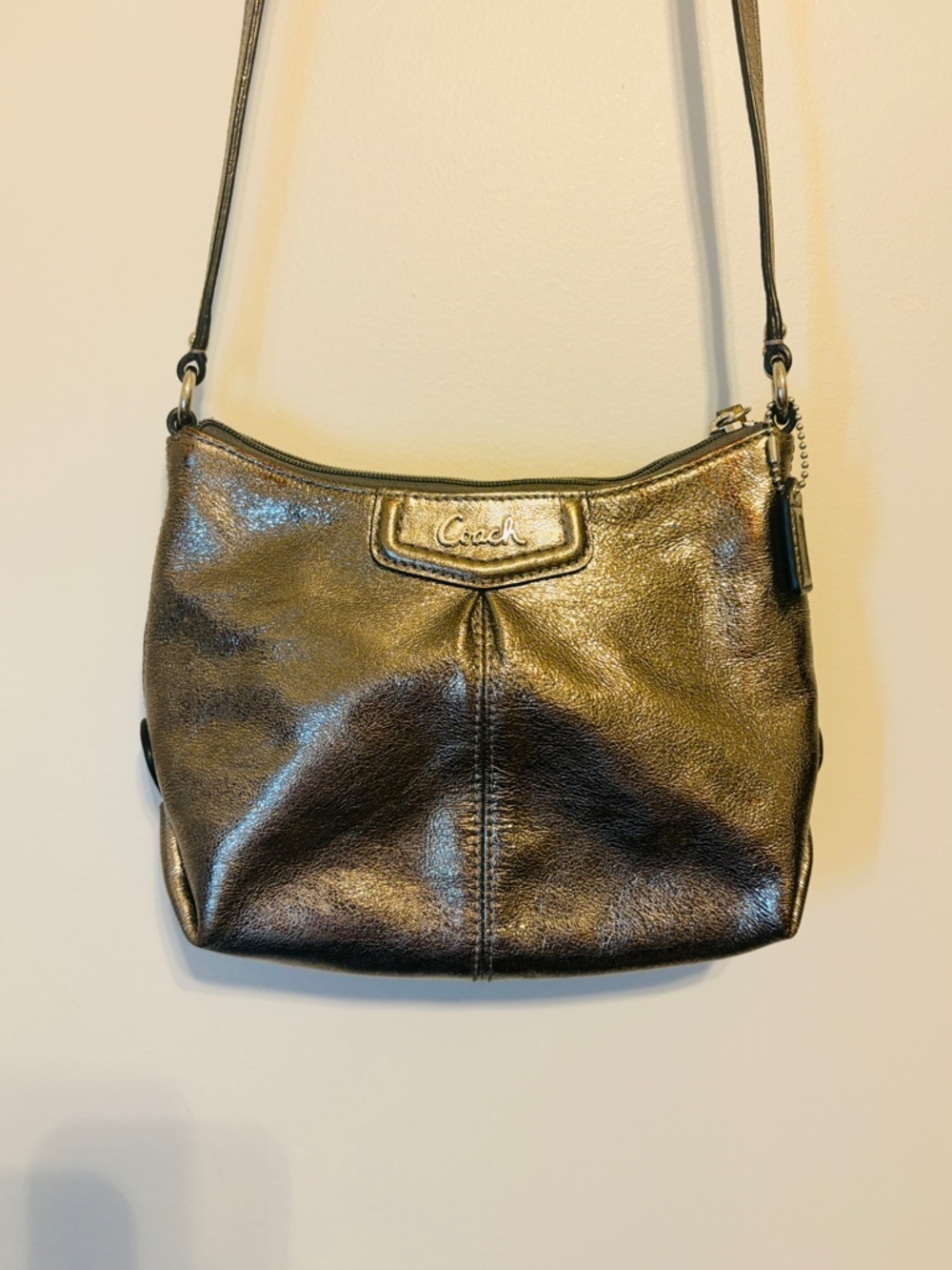 Coach Metallic Bronze Leather Crossbody Bag